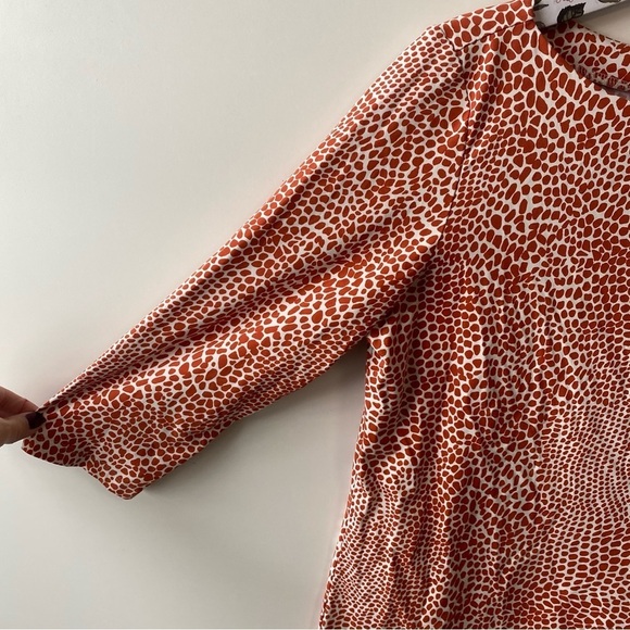 J. MCLAUGHLIN Orange Giraffe Print Side Gathered Catalina Cloth Tunic Top! Large - Picture 5 of 8